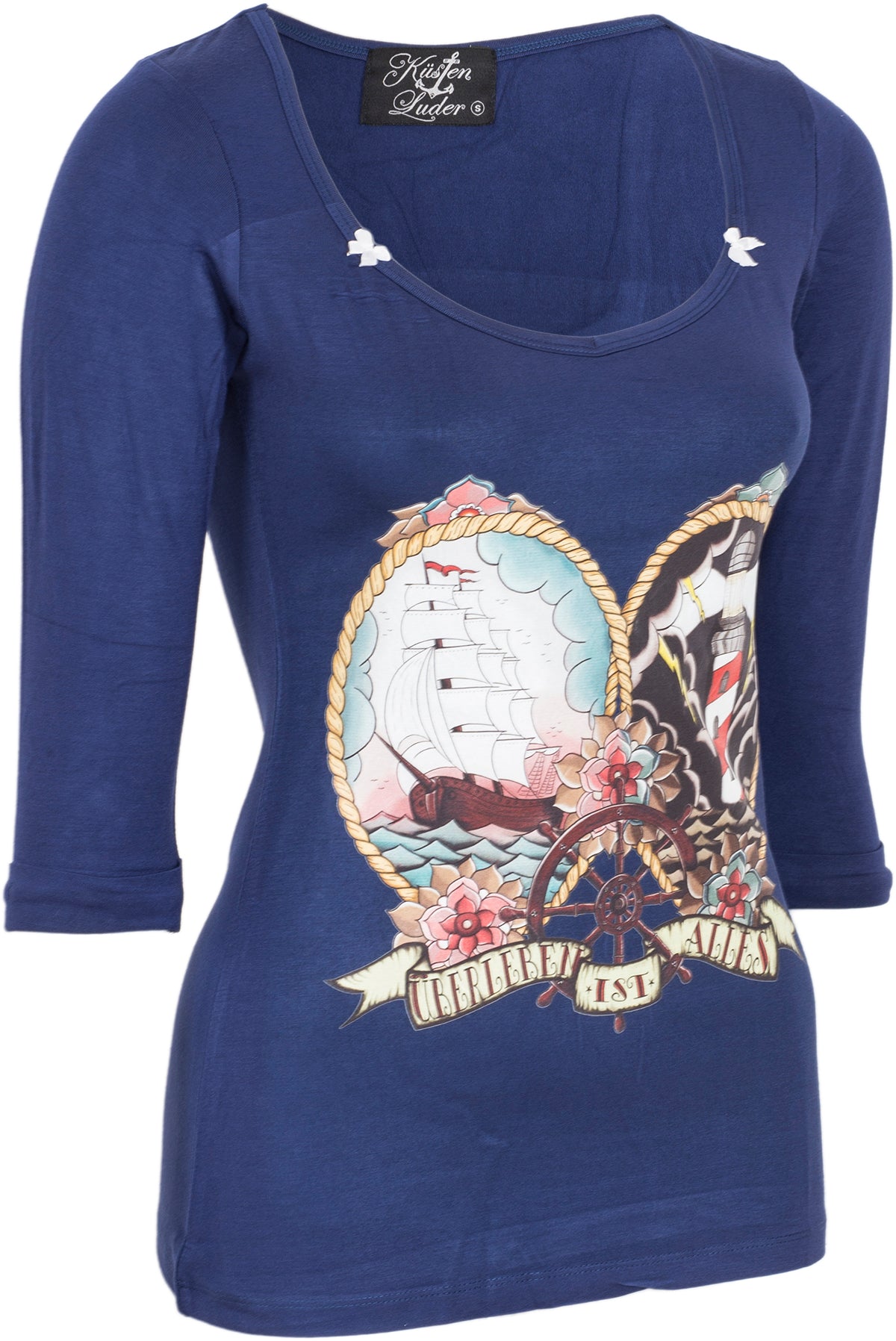 Kuestenluder_ueBERLEBEN_IST_ALLES_Sailor_Ship_Lighthouse_Steuerrad_34_Arm_SHIRT-2