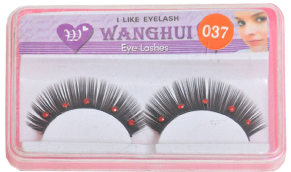 Lange_schwarze_Wimpern_mit_rotem_STRASS_verziert