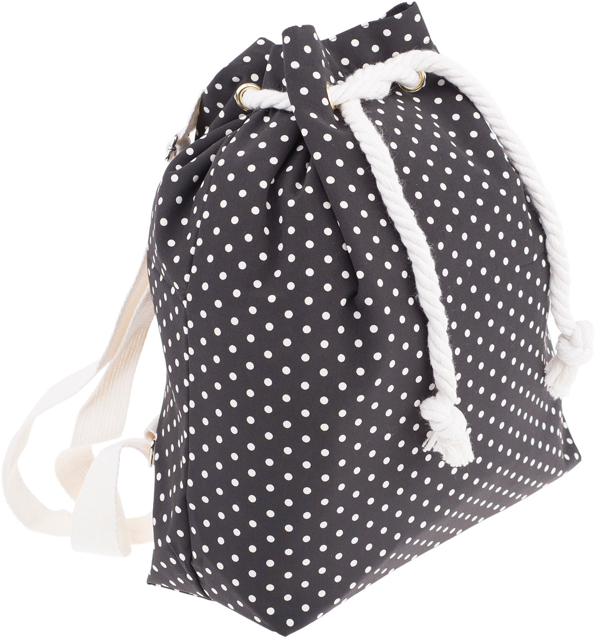 Lovely_POLKA_DOTS_Punkte_50s_Retro_Turnbeutel_RUCKSACK_Gymsack_schwarz