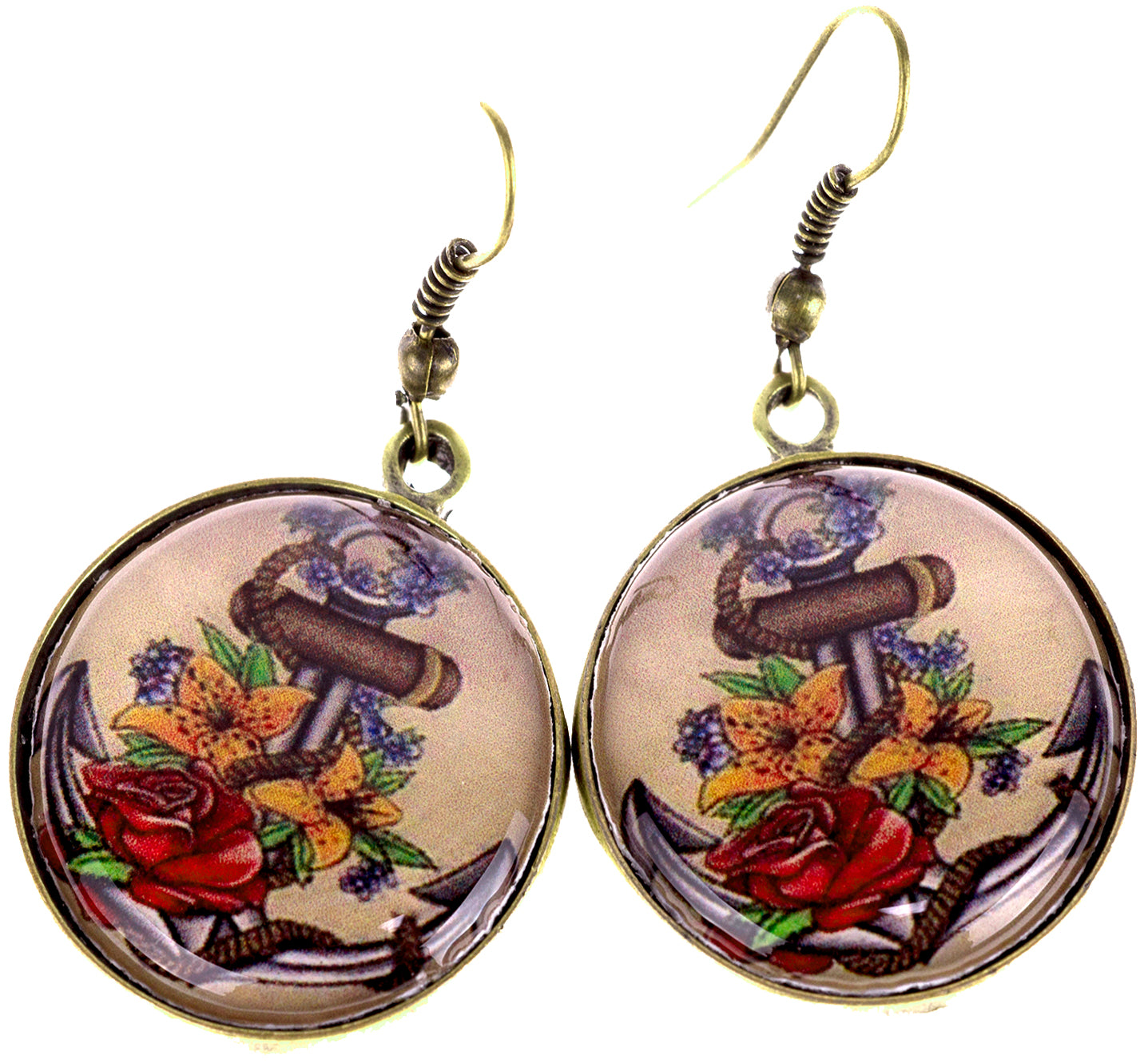 Maritimer_ANCHOR_LILIES_Anker_Lilien_VINTAGE_Ohrhaenger1