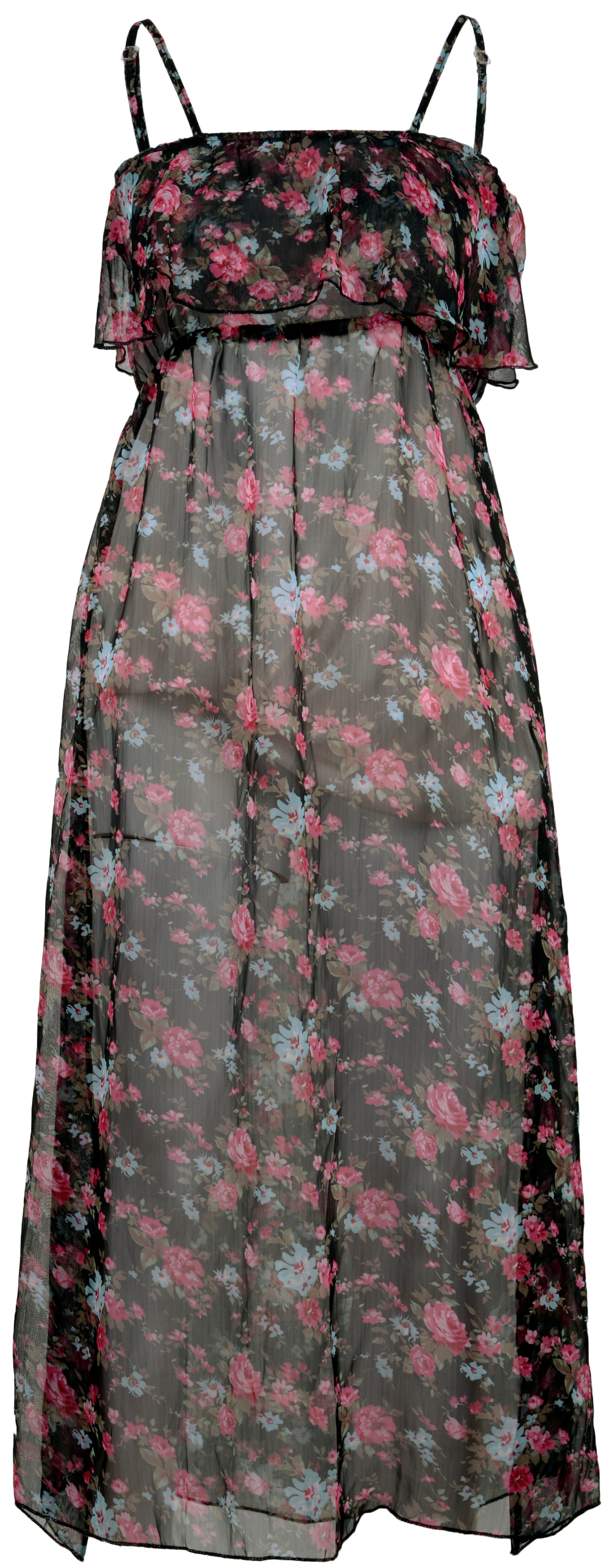 Nostalgisches_CHIFFON_Rosen_Volant_Dress_Sommerkleid