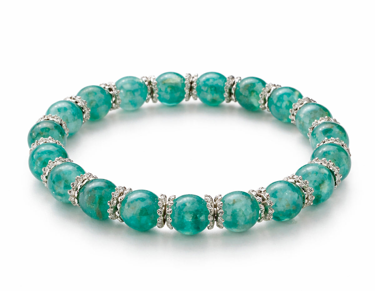 Perlenarmband «Beads meets Retro» 8mm - Türkisgrün