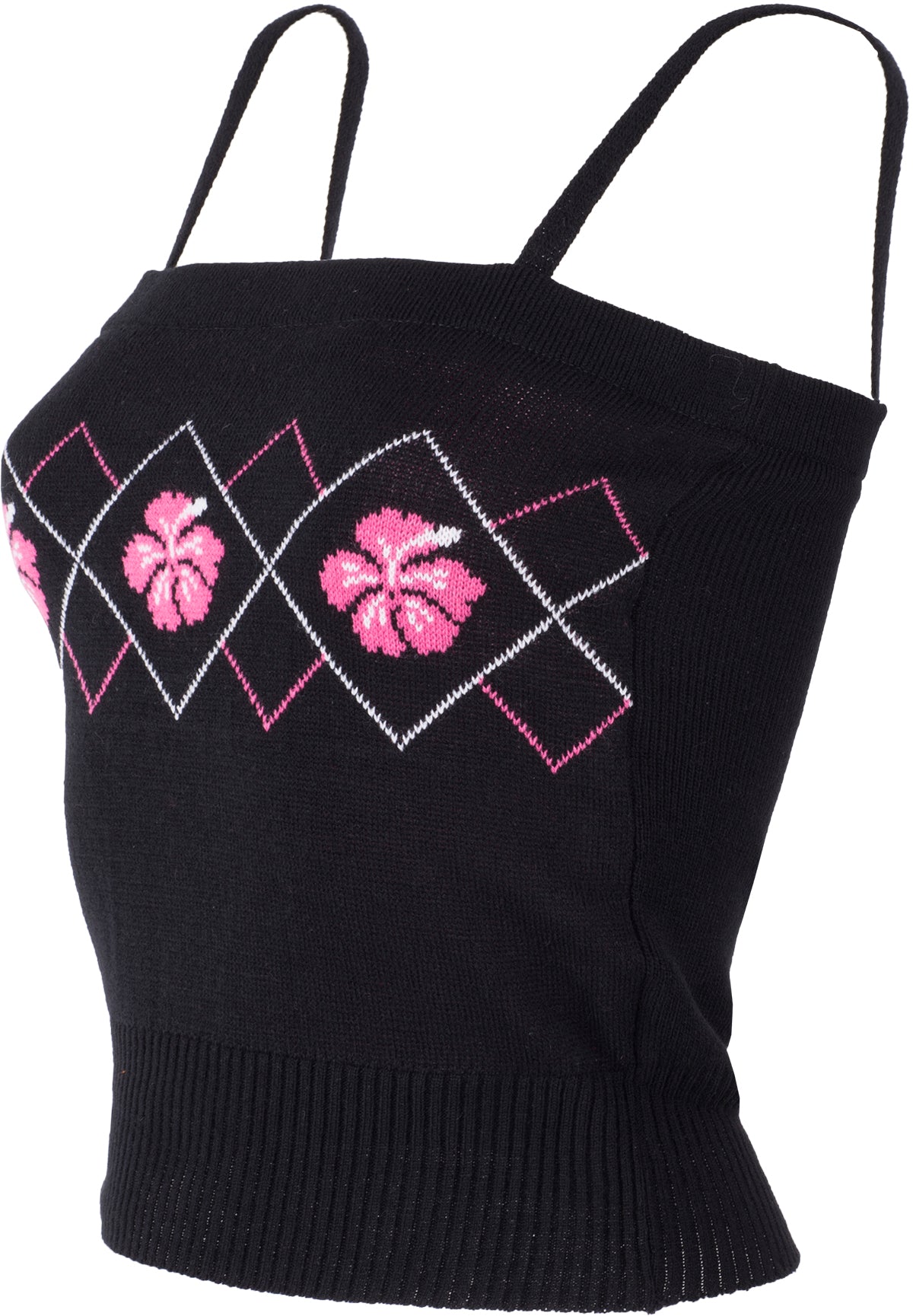 Pink_HIBISCUS_Tiki_ARGYLE_Knitwear_Retro_Bandeau_Stricktop-2
