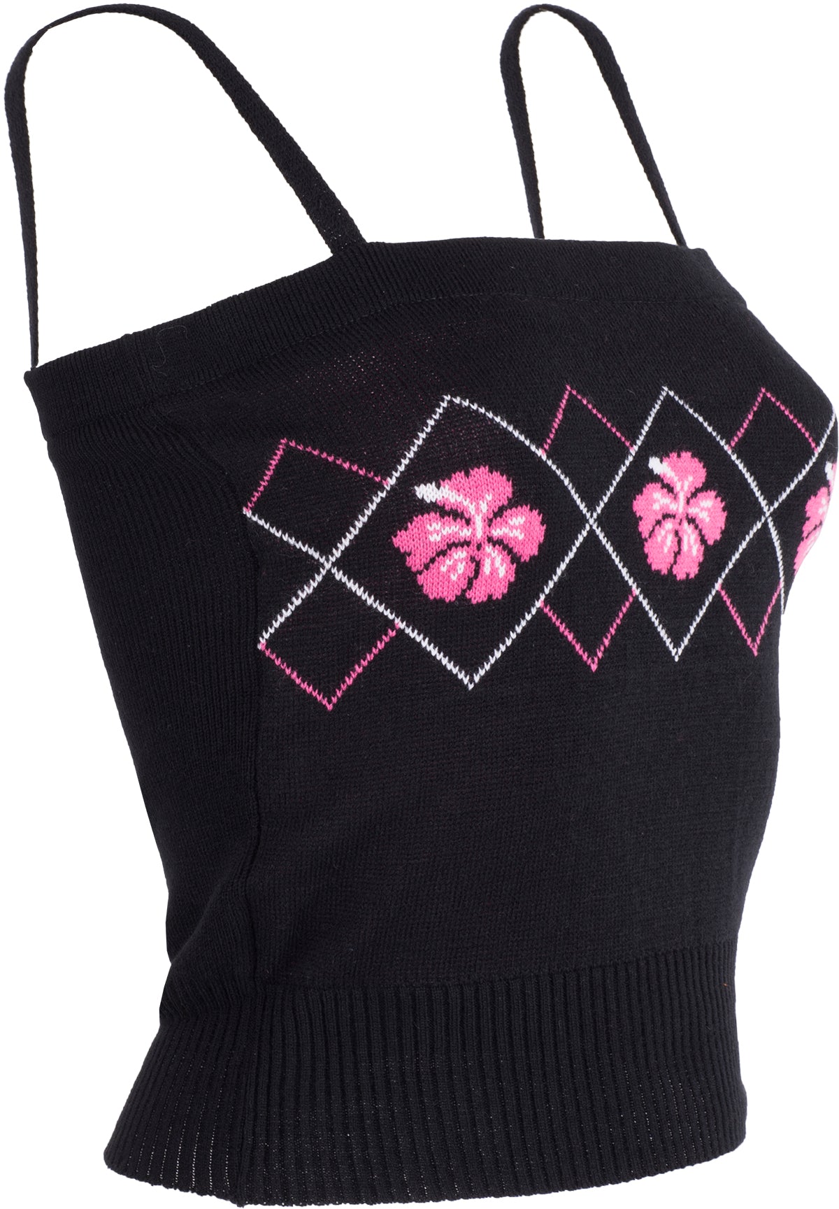Pink_HIBISCUS_Tiki_ARGYLE_Knitwear_Retro_Bandeau_Stricktop-3