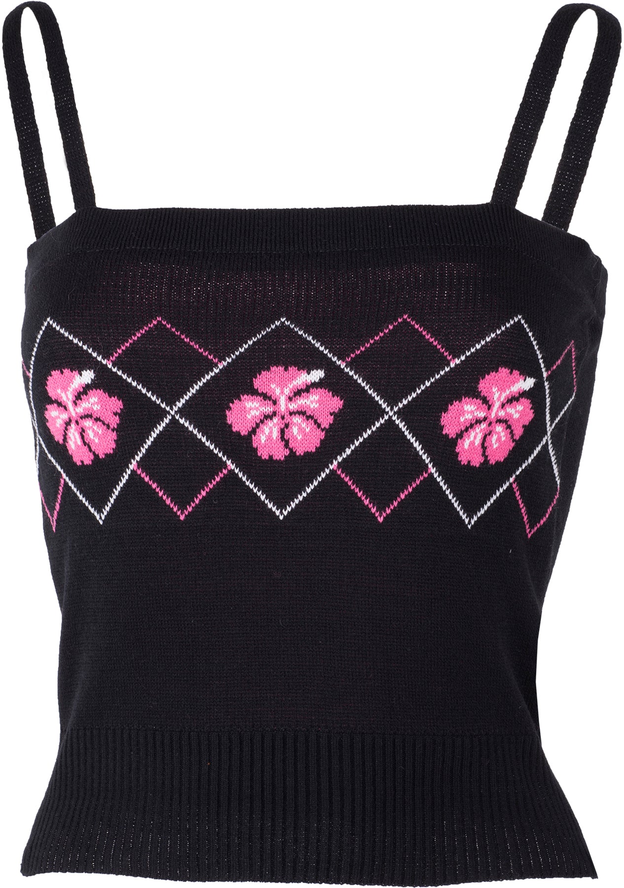Pink_HIBISCUS_Tiki_ARGYLE_Knitwear_Retro_Bandeau_Stricktop_killler_kirscheIOVWXVvWeNWaD