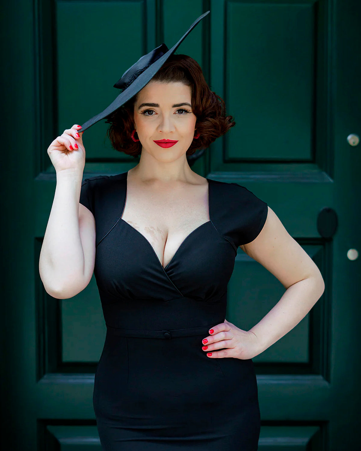 Pretty Retro «1940s Lola» Vintage Classic Sweetheart Pencil Wiggle Dress Kleid - Schwarz