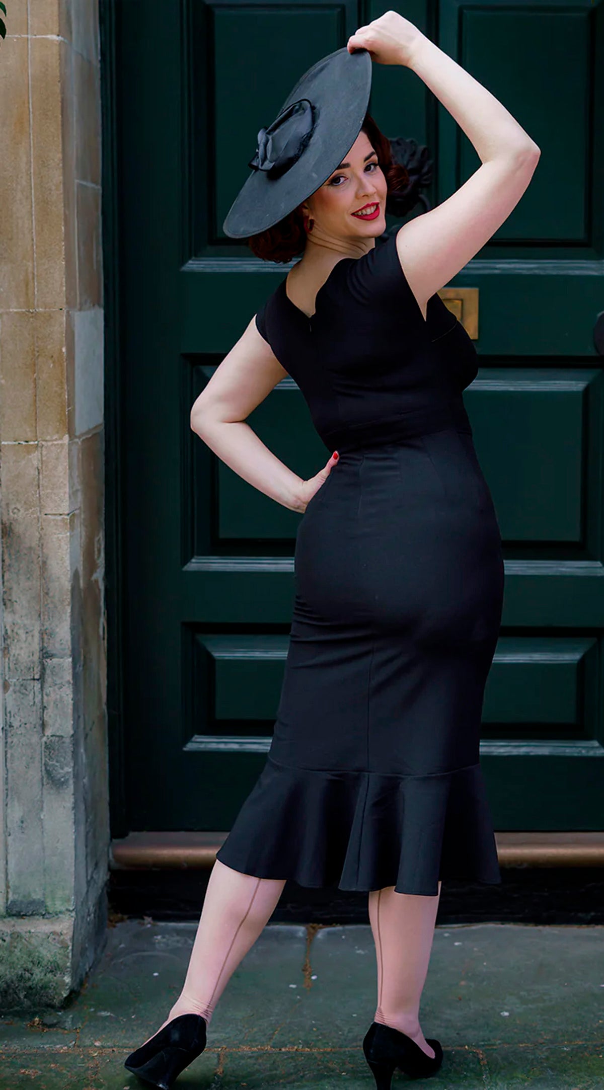 Pretty Retro «1940s Lola» Vintage Classic Sweetheart Pencil Wiggle Dress Kleid - Schwarz