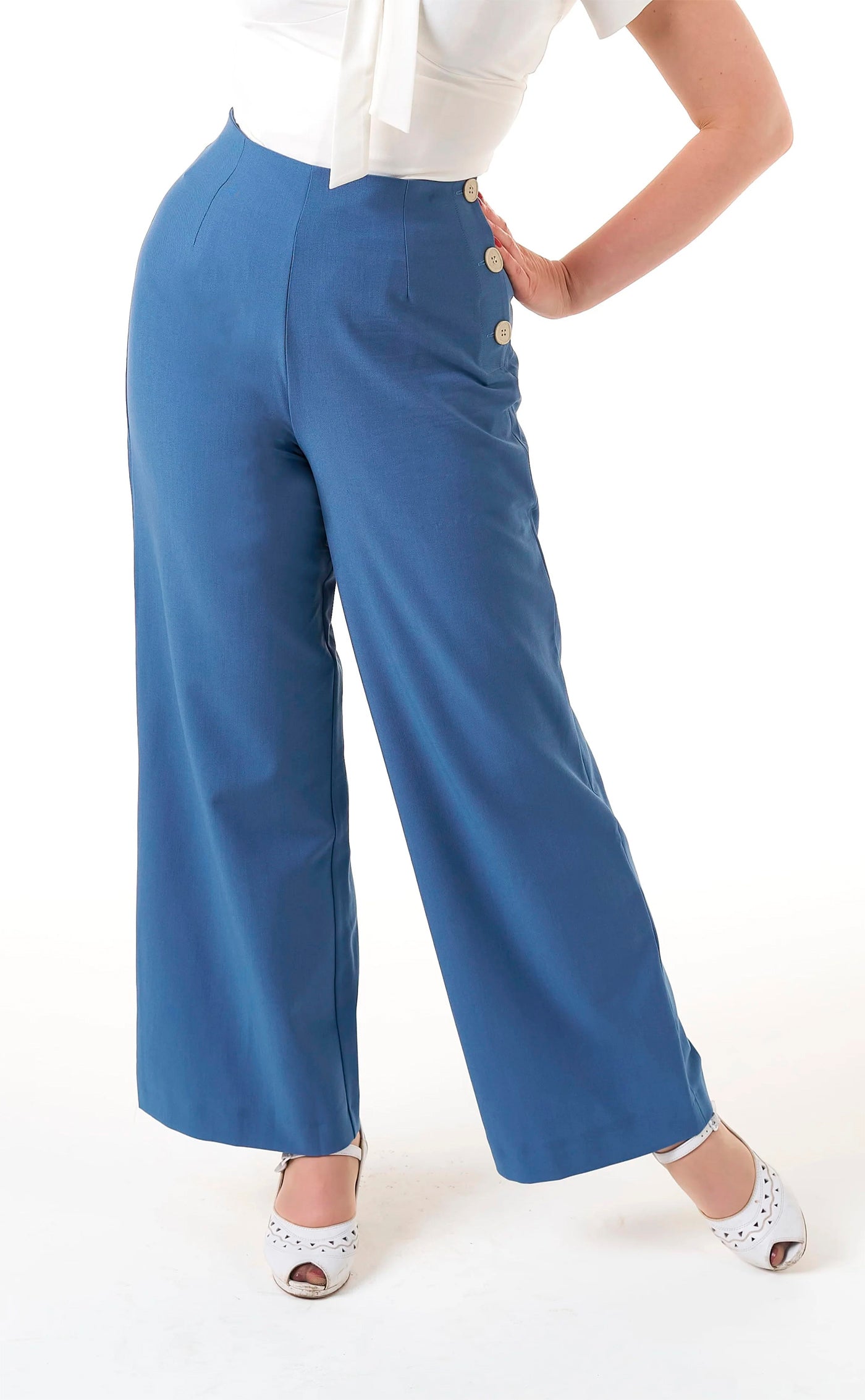 Pretty Retro «Swing Pants» Vintage 40s Classic MARLENE Hose Trousers - Airforce