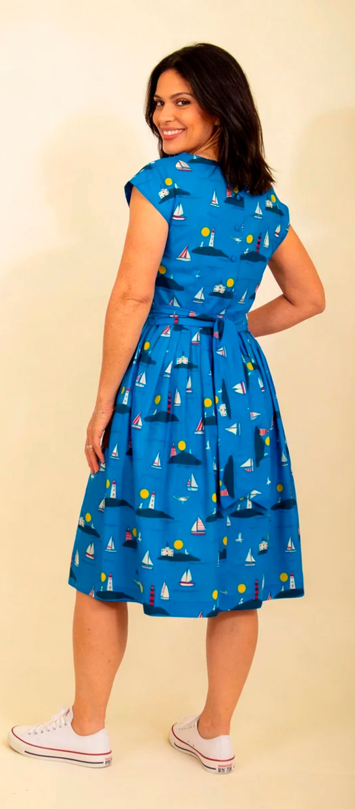 Pretty Vacant «Gina Lighthouse» Vintage Retro Sailor A-Linien Kleid - Meerblau