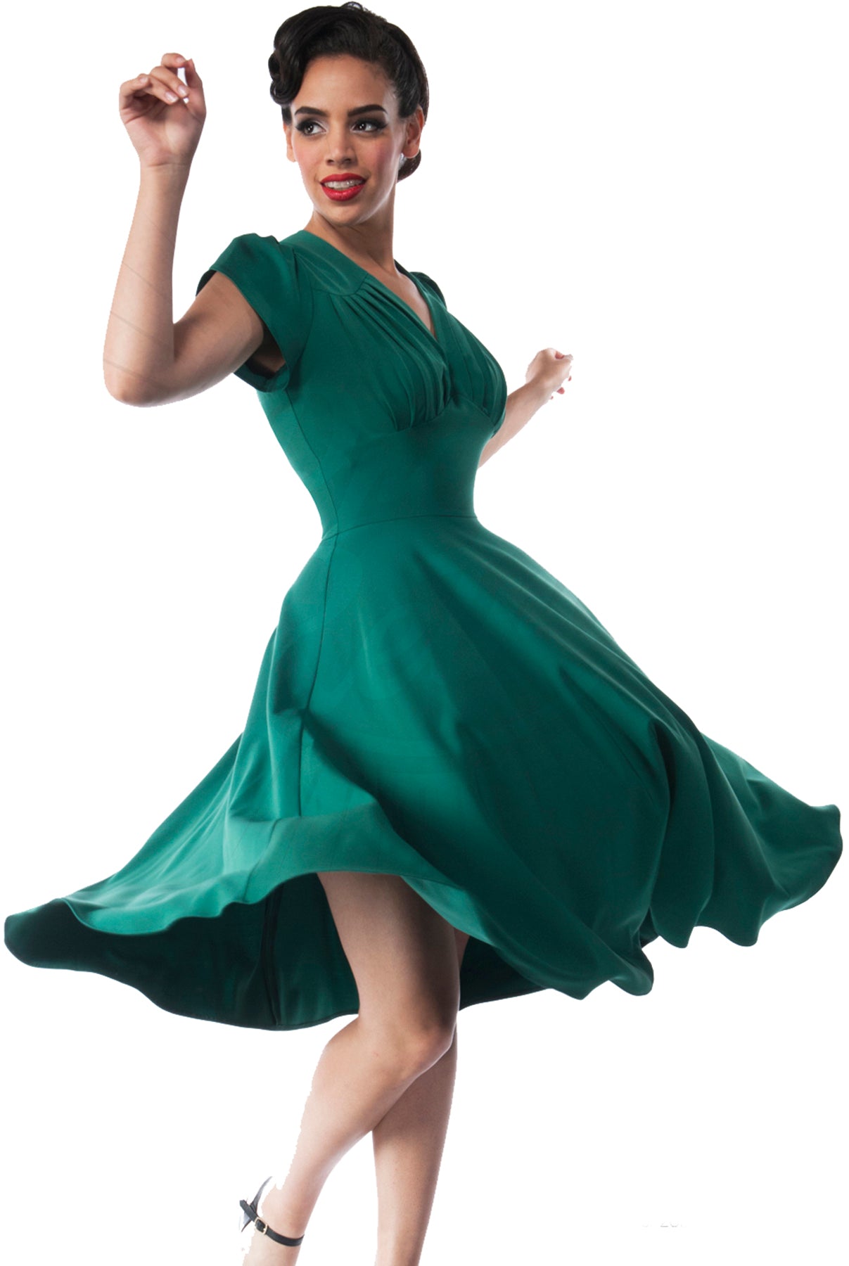 Pretty_Retro_50s_SWING_DRESS_Vintage_PLEATED_Kurzarm_Swing_KLEID_Gruen_killer_kirsche_22