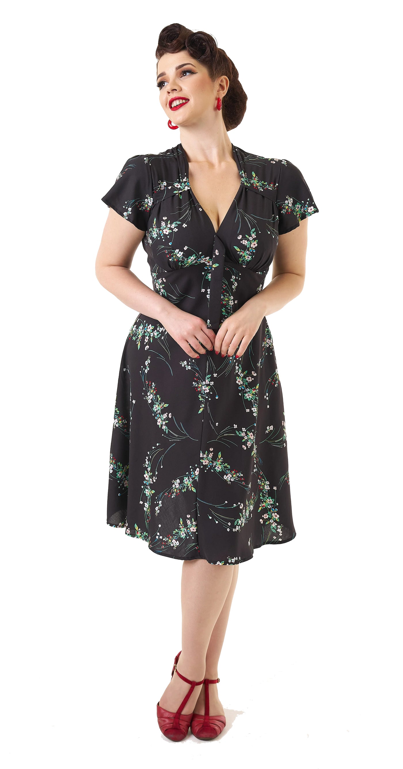 Pretty_Retro_BLACK_FLORAL_BluetenTEA_DRESS_40s_Sweetheart_Kurzarm_A-LINIE_KLEID_-_Schwarz-4