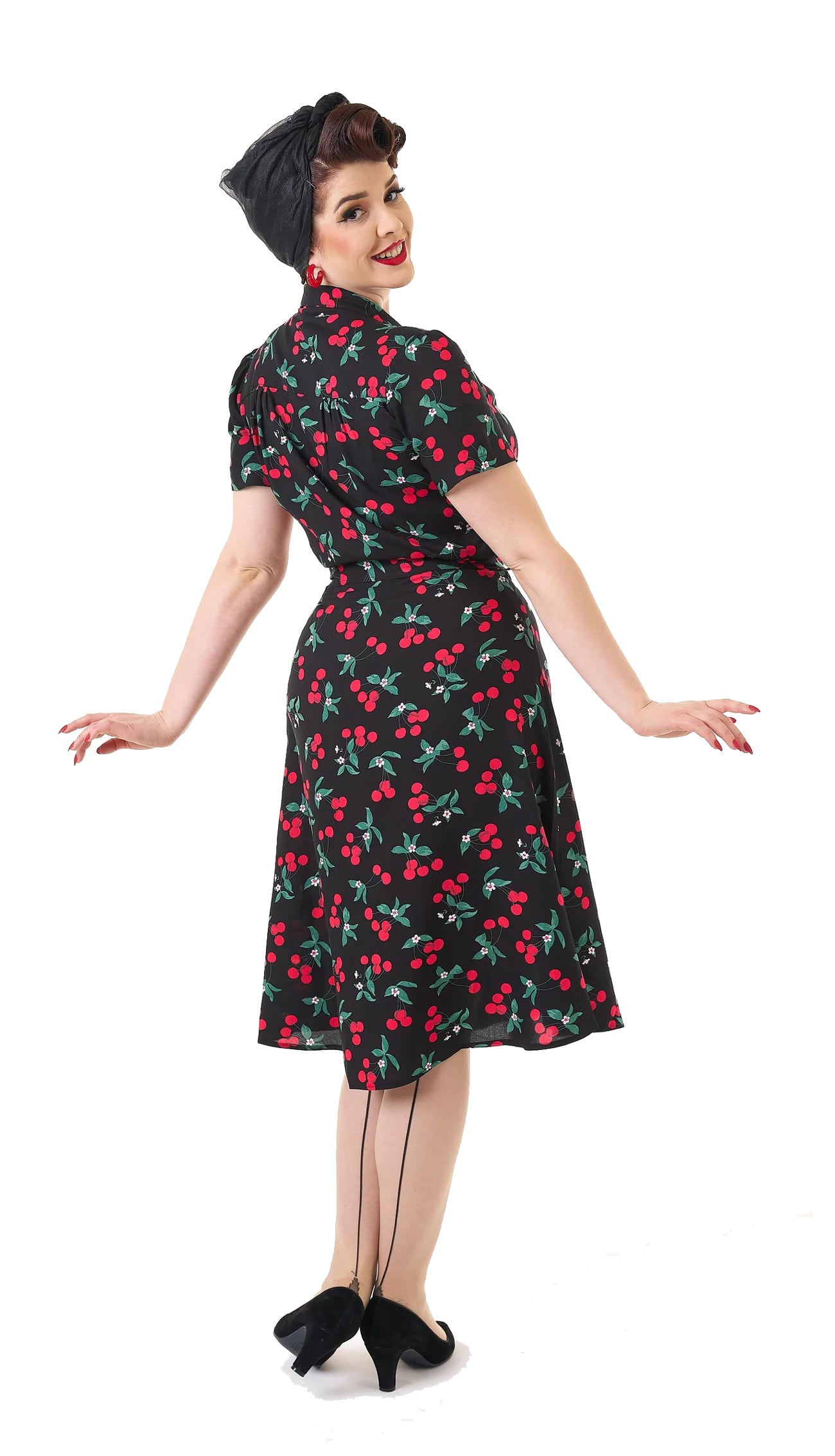 Pretty_Retro_CHERRY_PRINT__Vintage_Kirschen_40s_Kurzarm_SHIRT_DRESS_Kleid_-_Schwarz-4