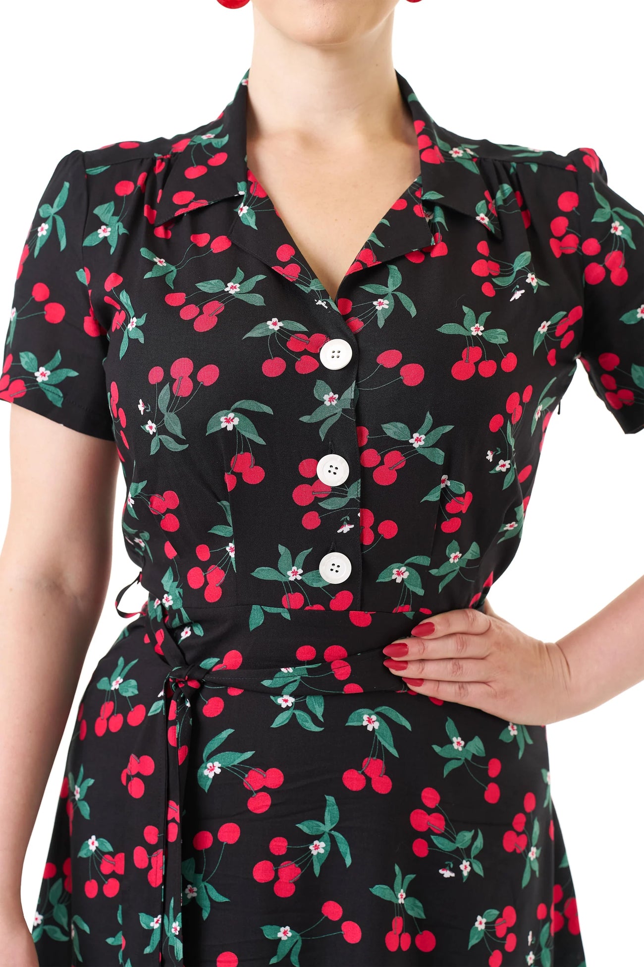 Pretty_Retro_CHERRY_PRINT__Vintage_Kirschen_40s_Kurzarm_SHIRT_DRESS_Kleid_-_Schwarz-5