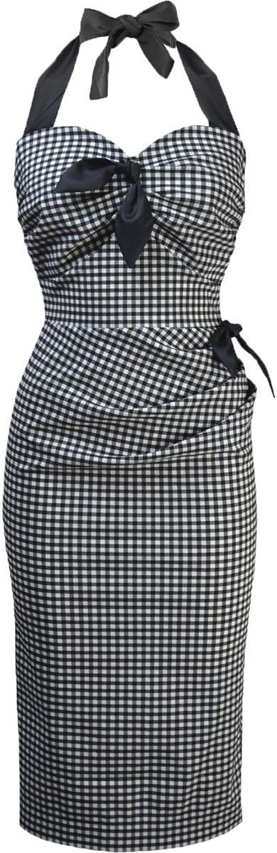 Pretty_Retro_GINGHAM_Vintage_Pepita_WIGGLE_Bow_Pencil_Dress_KLEID-1