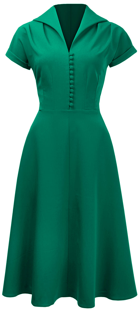 Pretty_Retro_HOSTESS_DRESS_Vintage_40s_BUTTONED_Swing_KLEID_Gruen-1