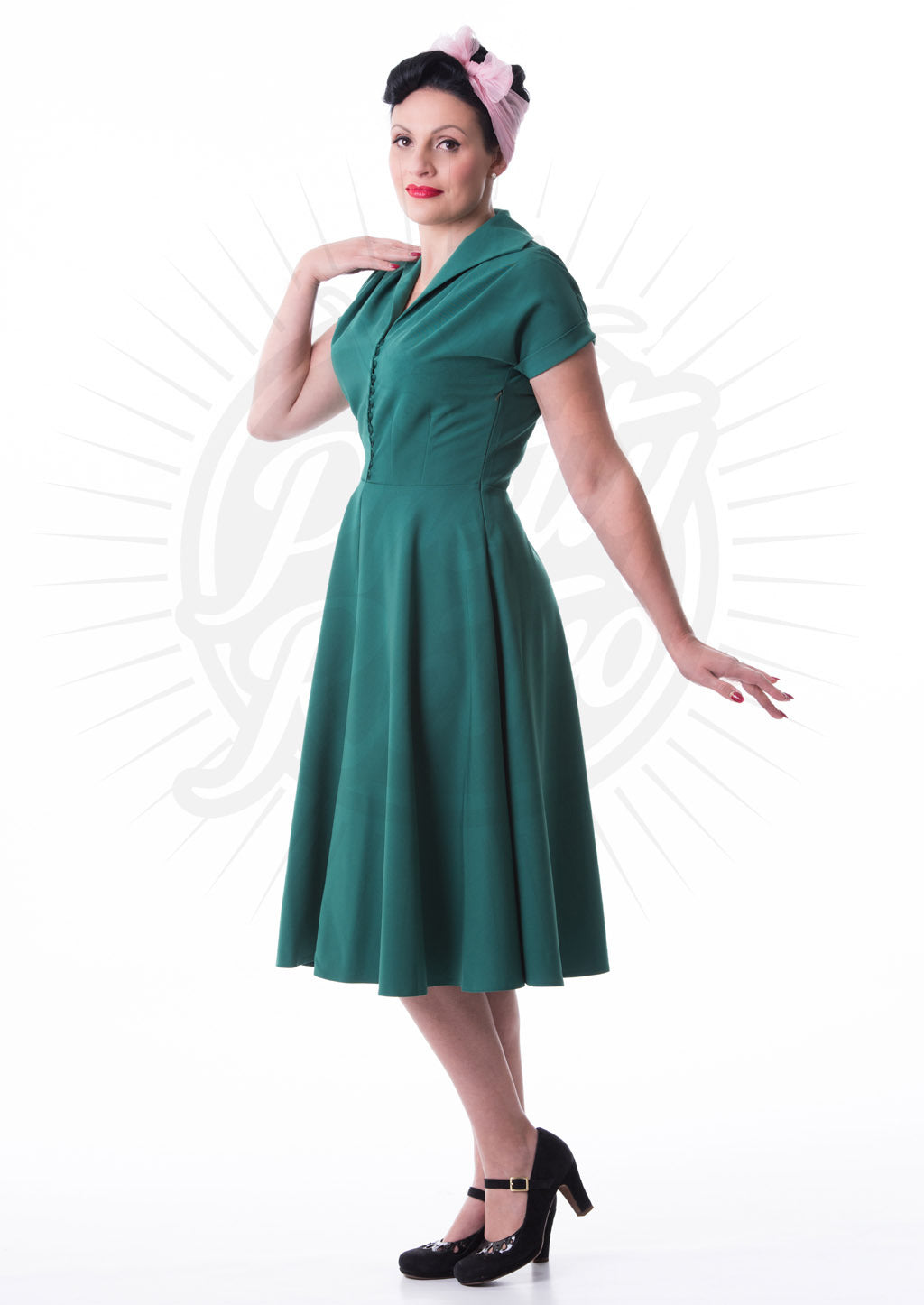 Pretty_Retro_HOSTESS_DRESS_Vintage_40s_BUTTONED_Swing_KLEID_Gruen_killer_kirsche_2NzQxNOnEGkgNk