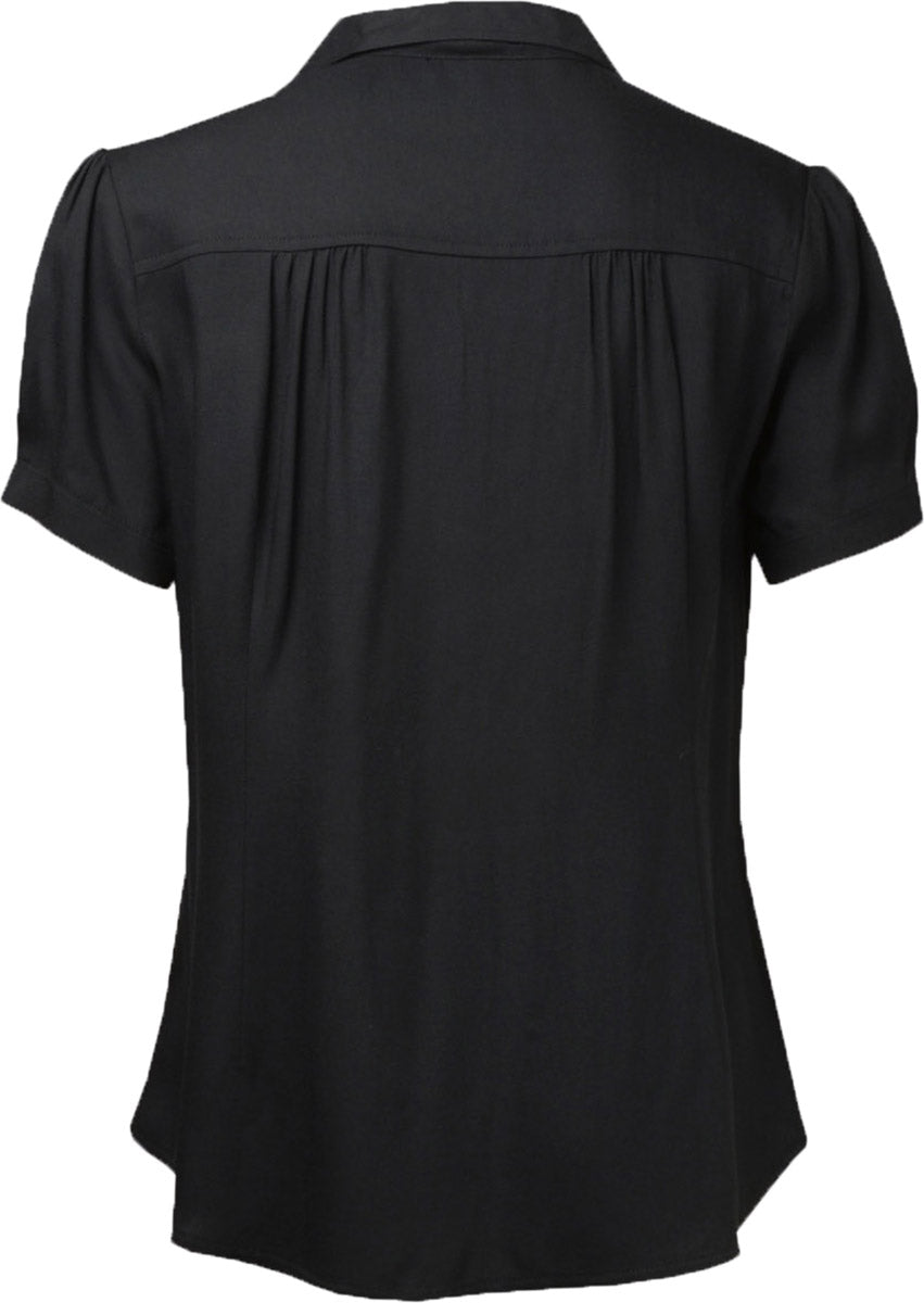 Pretty_Retro_PLAIN_40s_Buttoned_BLOUSE_Kurzarm_Oberteil_BLUSE_Schwarz-2