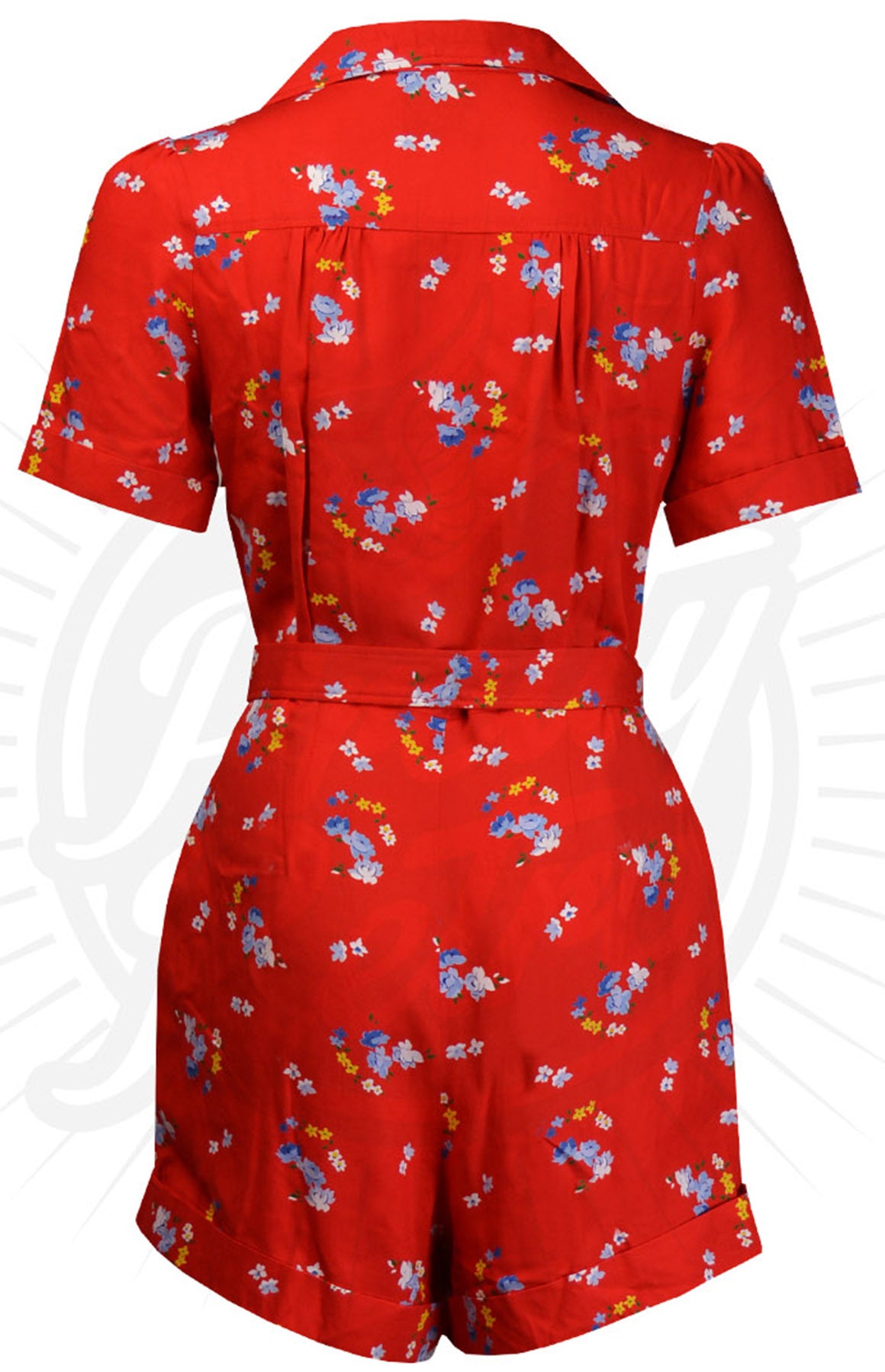 Pretty_Retro_PLAYSUIT_40s_RED_FLORAL_V-Neck_Kurzarm_SHORTS_Overall_killer_kirsche_2