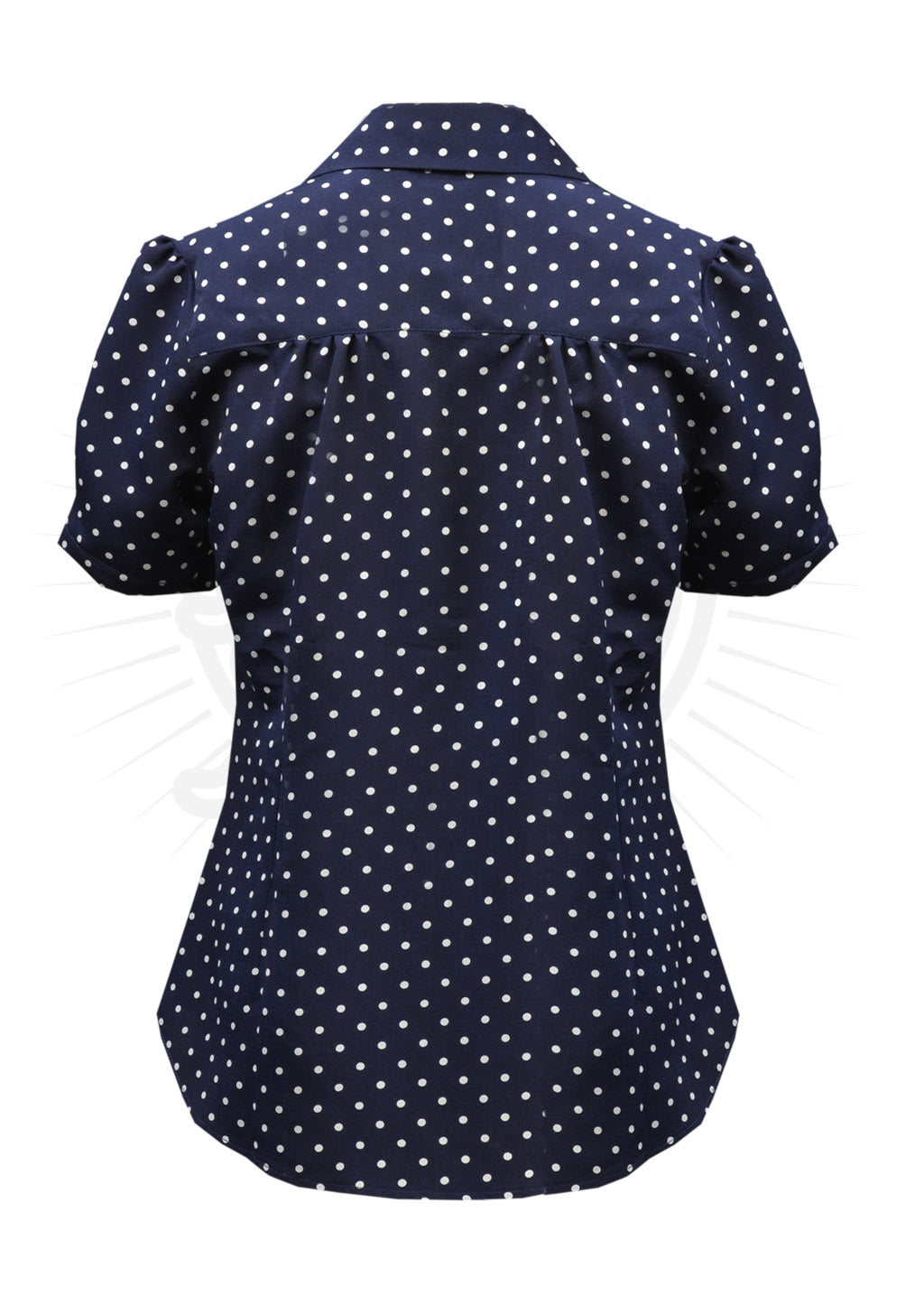 Pretty_Retro_POLKA_DOT_40s_BLOUSE_Kurzarm_Oberteil_PUNKTE_BLUSE_Blau_killer_kirsche1JZgqenxQhB8y