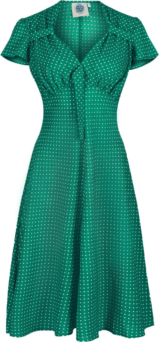 Pretty_Retro_TEA_DRESS_Vintage_40s_POLKA_DOT_Punkte_A-LINIE_KLEID_Emerald-1