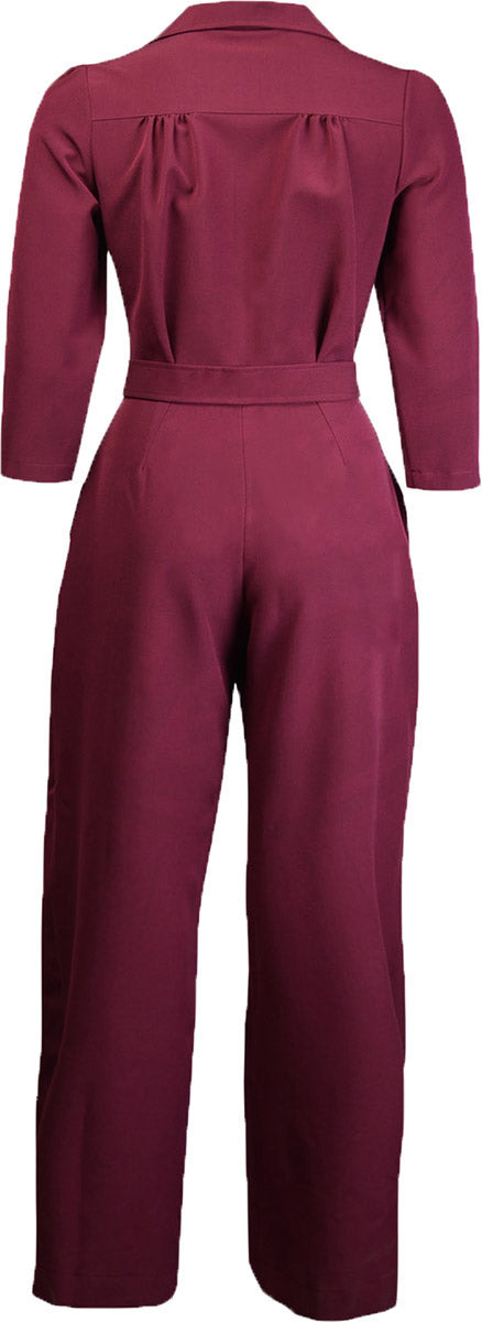 Pretty_Retro_V-NECK_Vintage_HIGH_WAIST_40s_Marlene_JUMPSUIT_Overall_Weinrot-2