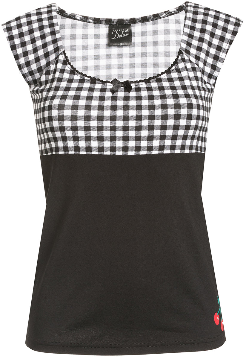 Pussy_Deluxe_EVIE_Plaid_GINGHAM_50s_Blusen_SHIRT_Oberteil_t-shirt_karo_kurzarm_rockabilly_killer_kirsche_1