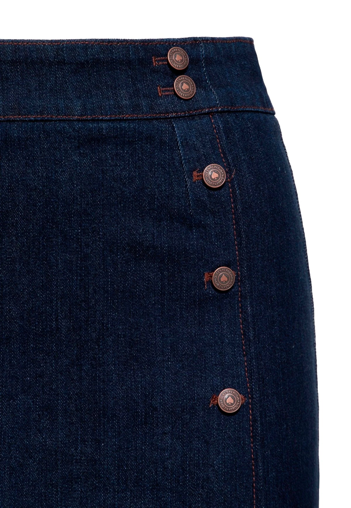 Queen Kerosin «Denim Pencil» Vintage Mermaid Button Pencil Jeansrock / Skirt