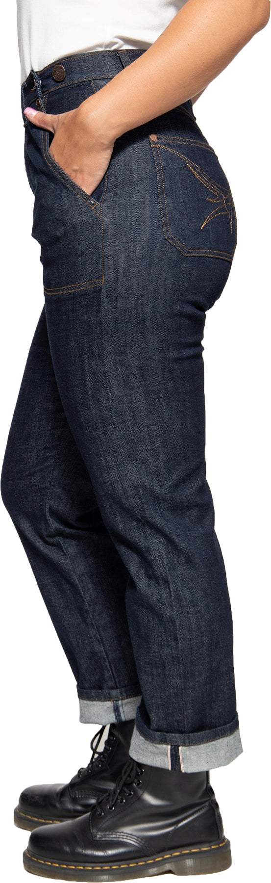 Queen_Kerosin_50s_VINTAGE_FIT_Red_Selvedge_DARK_DENIM_High_Waist_JEANS_HOSE_Trousers_Killer_Kirsche-2