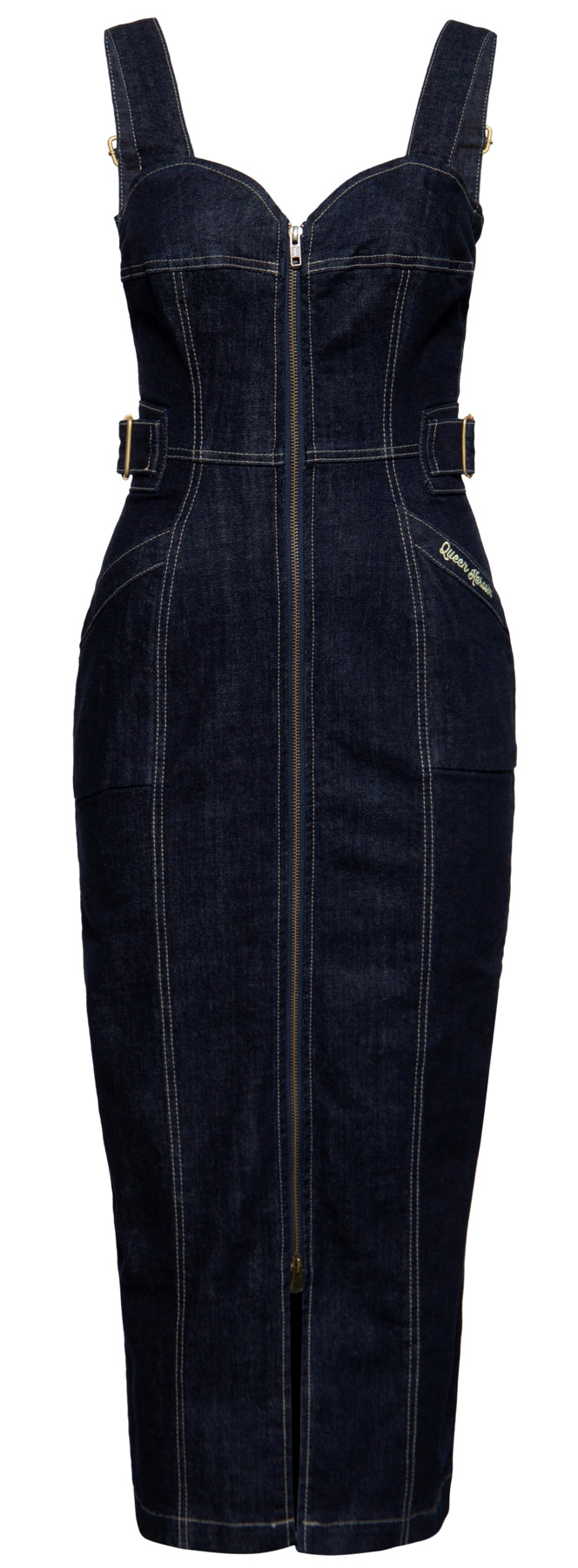Queen_Kerosin_DENIM_WORKWEAR_Traeger_ZIPPER_Jeans_Kleid_PENCIL_DRESS_killer_kirsche_1