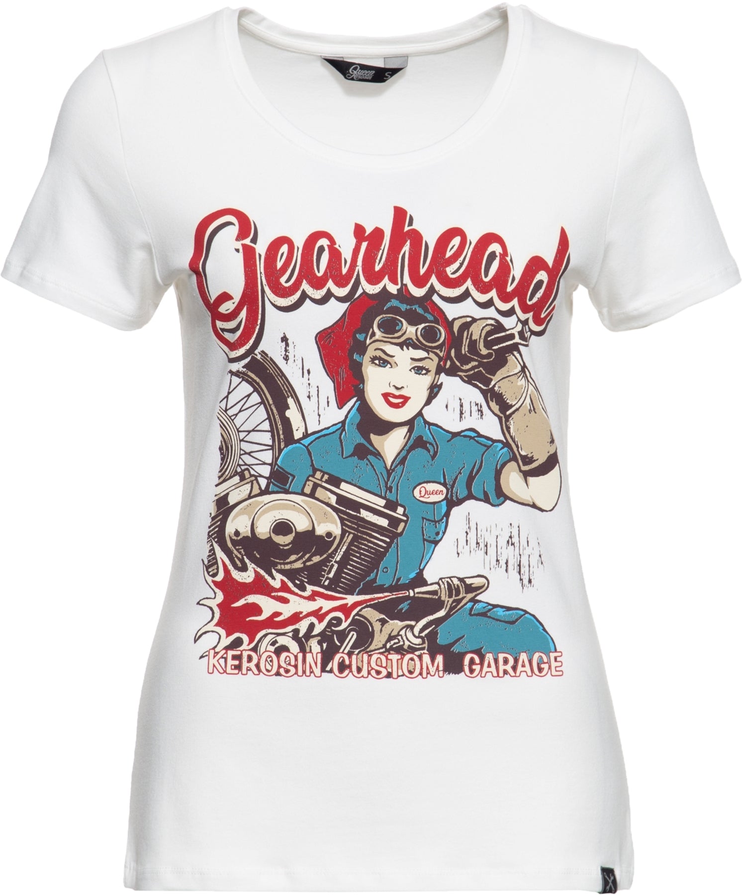 Queen_Kerosin_GEARHED_Pin_Up_Mechanic_MOTIV_Rundhals_Kurzarm_T-SHIRT_Oberteil_Killer_Kirsche-1