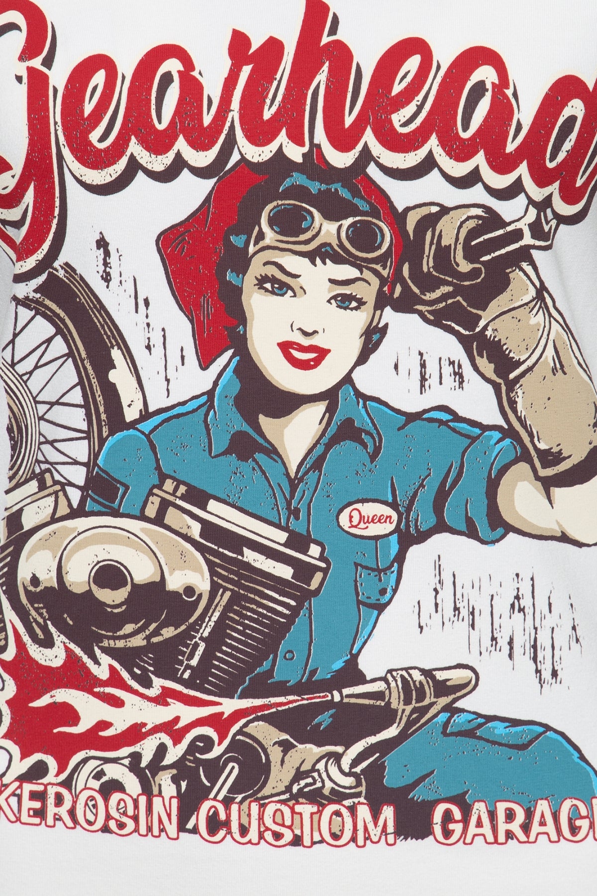 Queen_Kerosin_GEARHED_Pin_Up_Mechanic_MOTIV_Rundhals_Kurzarm_T-SHIRT_Oberteil_Killer_Kirsche-2