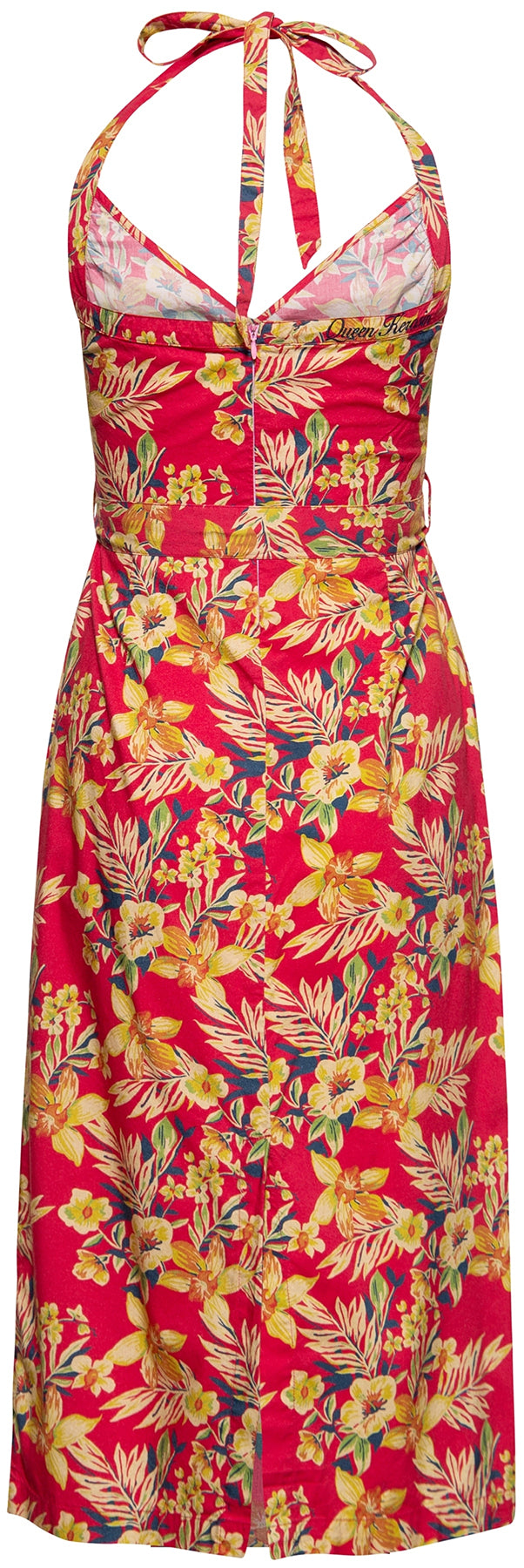 Queen_Kerosin_HAWAII_RED_Hibiscus_Hawaii_SARONG_Neckholder_PENCIL_DRESS_Bleistiftkleid_killer_kirsche_3