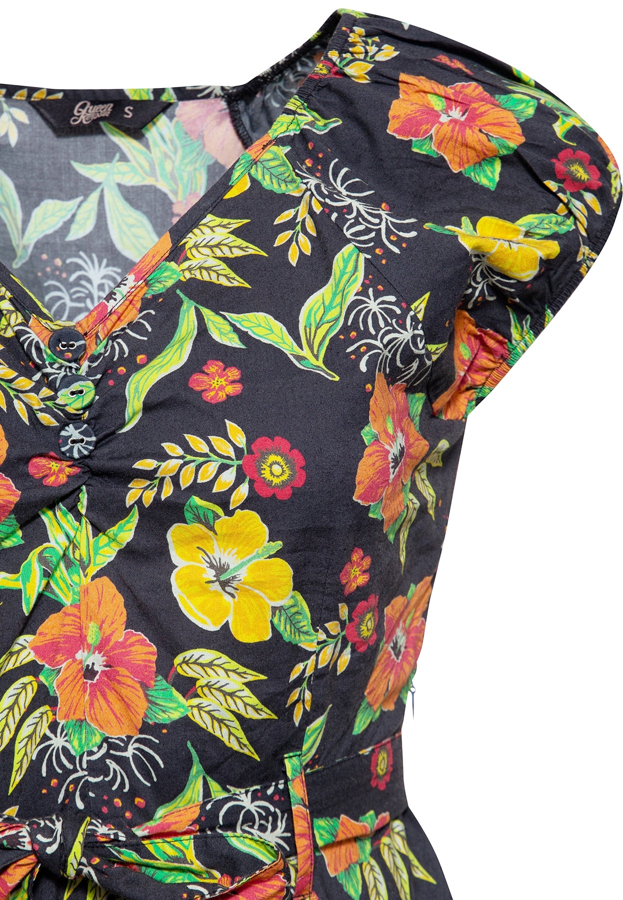 Queen_Kerosin_HIBISKUS_BLACK_Tropical_Pin_Up_Kurzarm_SWING_DRESS_A-Linienkleid_killer_kirsche_3YLYCUGVYp6rJk