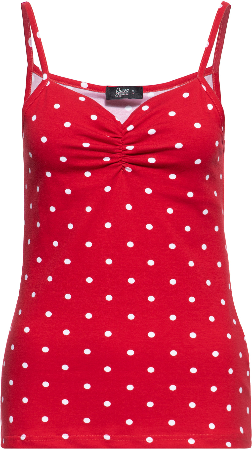 Queen_Kerosin_POLKA_DOT_Sweetheart_PUNKTE_Spaghettitraeger_50s_TOP_Oberteil_-_Rot_Killer_Kirsche-1
