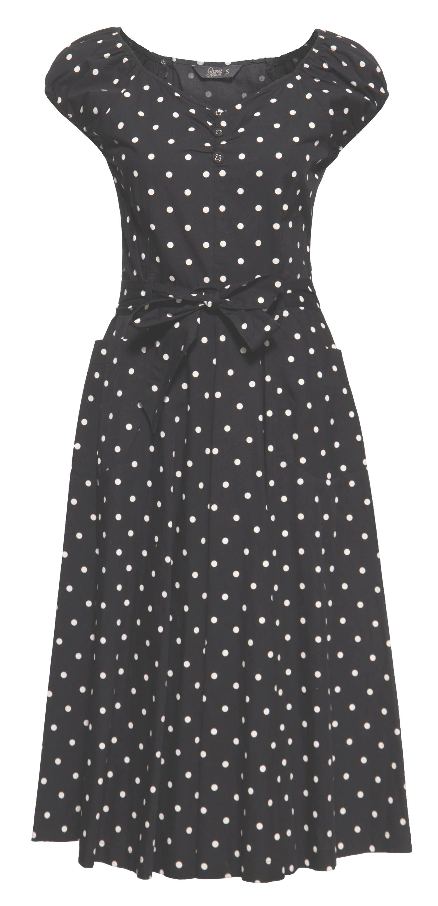 Queen_Kerosin_POLKA__DOT_Pin_Up_50s_Retro_Punkte_SWING_DRESS_Kleid__Schwarz-1
