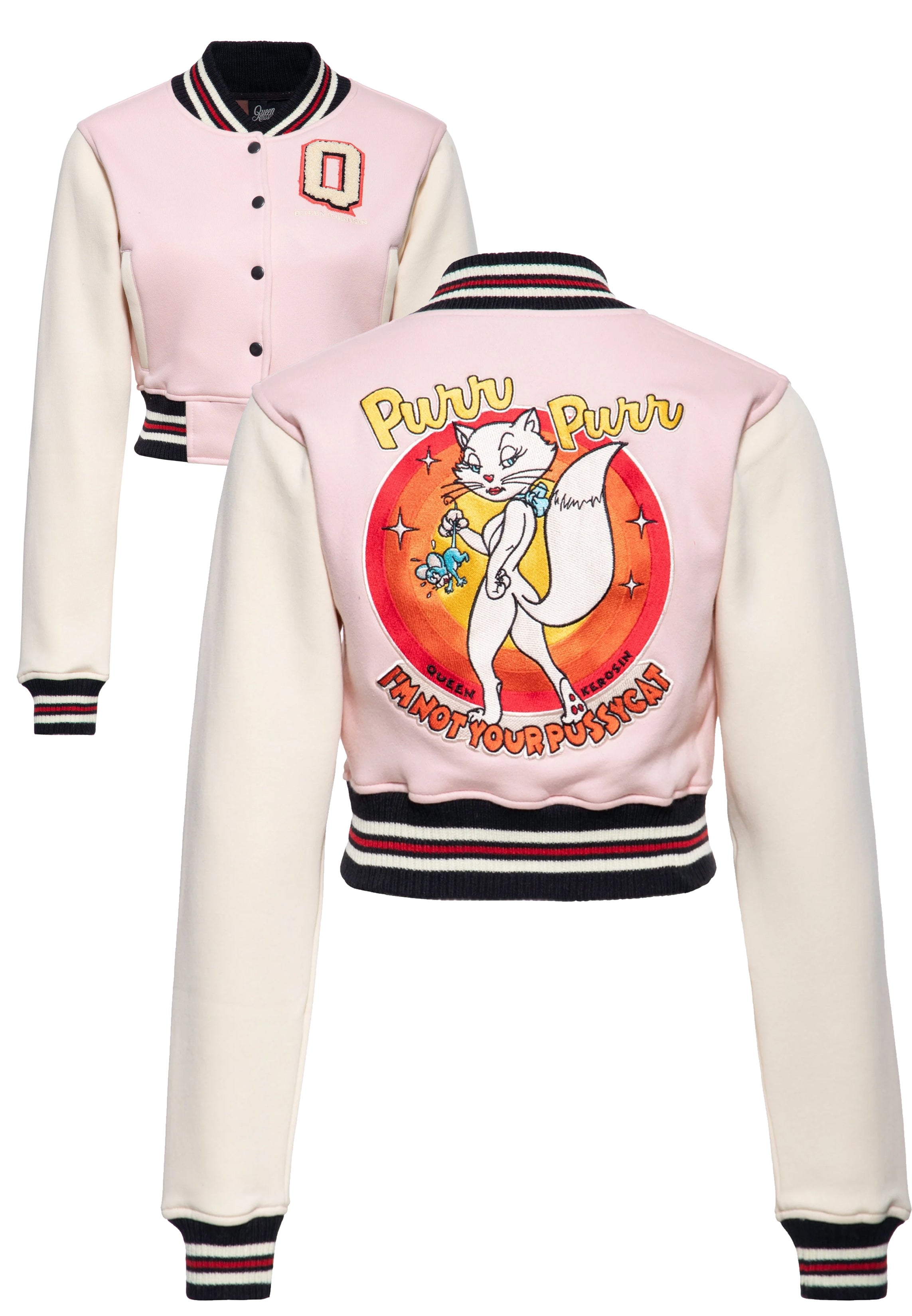 Queen_Kerosin_PURR_PURR_Rueckenmotiv_Pussycat_Retro_50s_COLLEGE_JACKE__Sweatjacke_-_Rosa-3