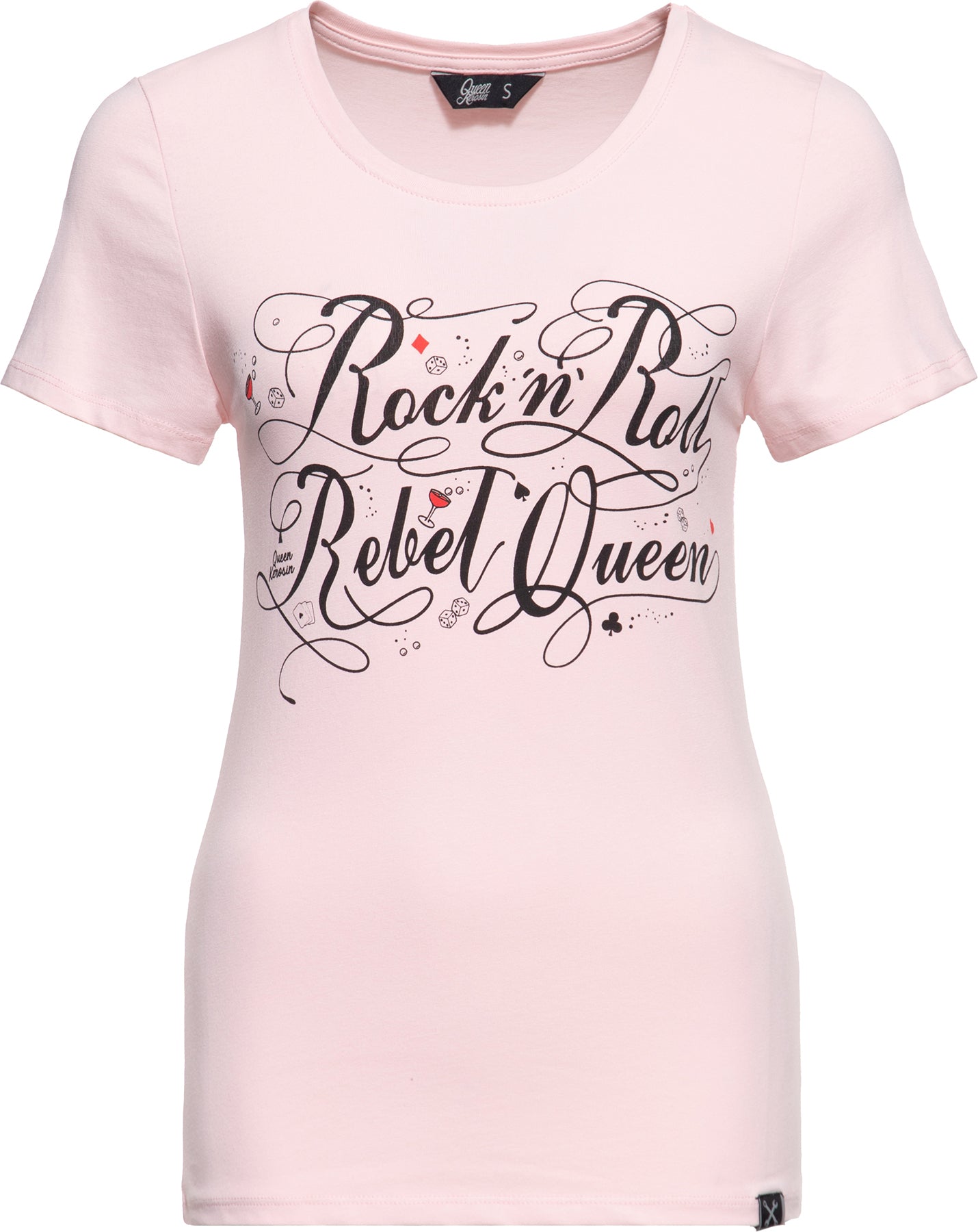 Queen_Kerosin_ROCKN_ROLL_REBEL_QUEEN_Retro_50s_Kurzarm_MOTIV_Oberteil_T-SHIRT_-_Rosa_killer_kirsche_1