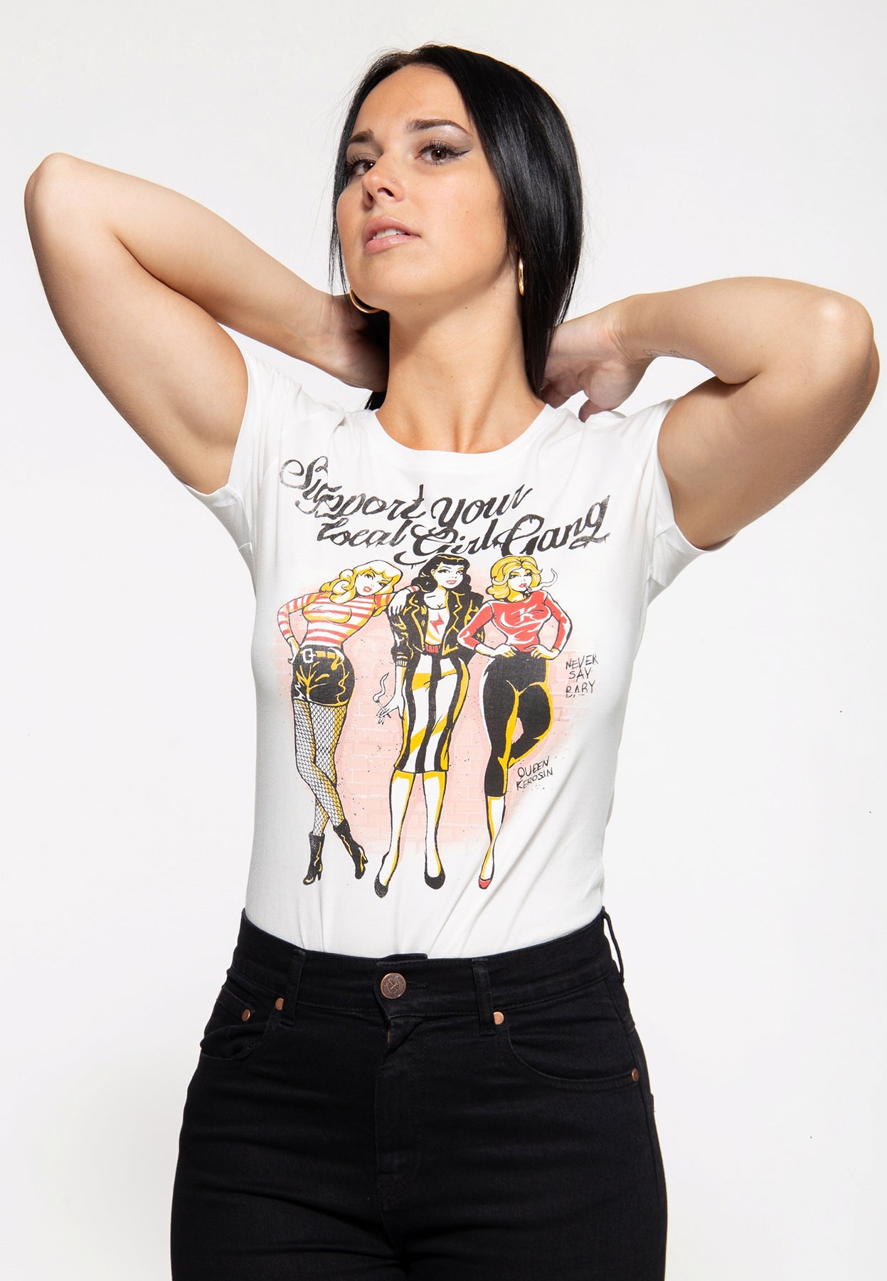 Queen_Kerosin_SUPPORT_YOUR_LOCAL_GIRL_GANG_Frontprint_Retro_MOTIV_Kurzarm_T-SHIRT_Oberteil_killer_kirsche_2