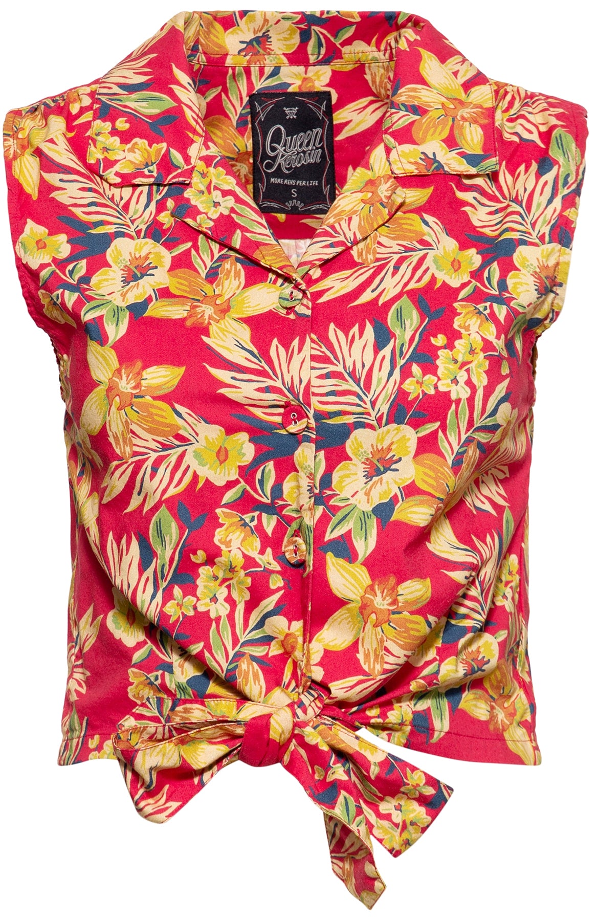 Queen_Kerosin_TIKI_HAWAII_RED_Tropical_Retro_50s_TIE_BLOUSE_Knotenbuse_aermellos_SHIRT_-_Rot_killer_kirsche_1