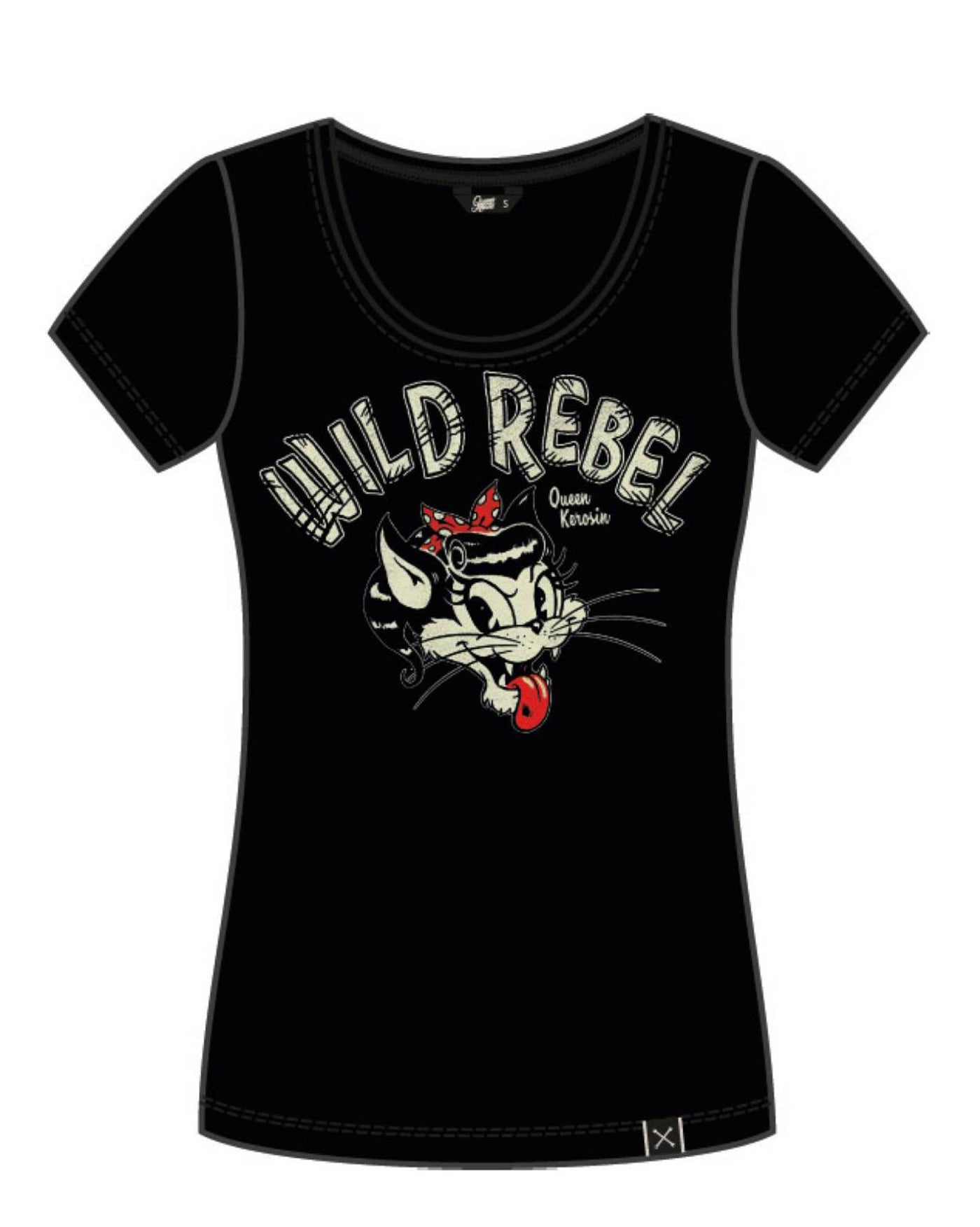Queen_Kerosin_WILD_REBEL_Frontprint_Retro_MOTIV_Kitty_Katzen_Kurzarm_T-SHIRT_Oberteil-1