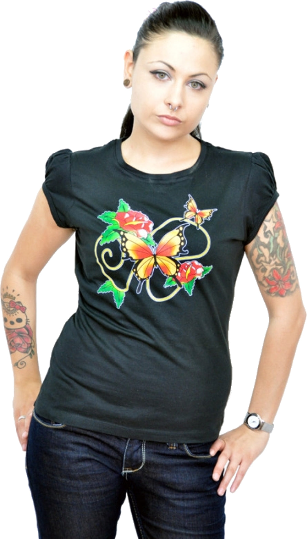RM1343_-_Killer_Kirsche_Sweet_Butterfly_Flowers_Girlie_Shirt_mit_Puffaermeln_-_schwarzclLWZr36S0LiC