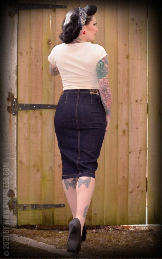 RUMBLE_59_High-waisted_Jeans_Pencil_Skirt_-_Second_Skin_Bleistift_Rock_killer_kirsche_5