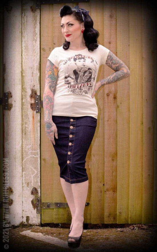RUMBLE_59_High-waisted_Jeans_Pencil_Skirt_-_Second_Skin_Bleistift_Rock_killer_kirsche_6