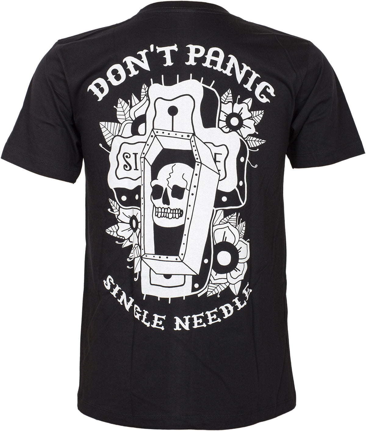 Retro_DONT_PANIC_Sarg_Skull_Coffin_Tattoo_HERREN_Motiv_T-SHIRT_Oberteil-4