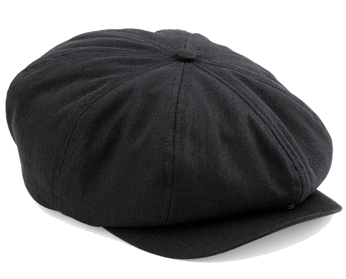 Retro_HERRINGBONE_VINTAGE_Eight_Panel_Fischgraeten_NEWSBOY_CAP_Schiebermuetze_-_Schwarz-1