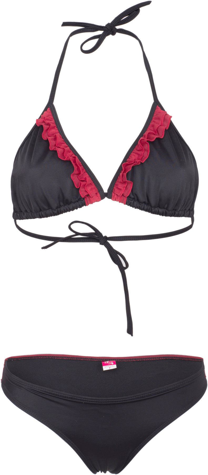 Retro_RUFFLE_Rueschen_Fifties_PIN_UP_2-Teiler_Bikini_SET_-_Schwarz_killer_kirsche