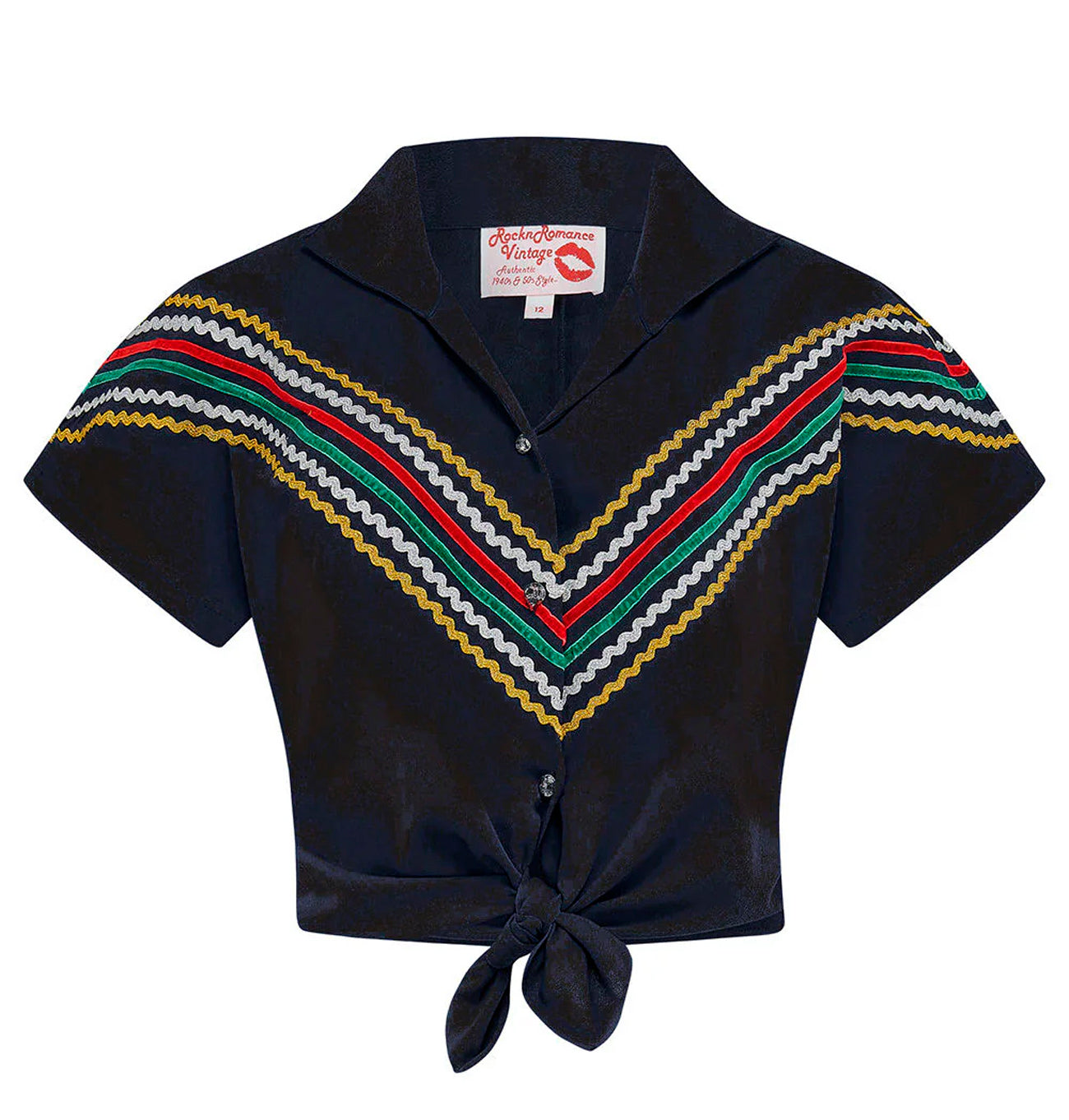 Rock N Romance «The Western» Vintage Folklore Patio 50s Zig Zag 2pc Set Rock + Bluse - Schwarz