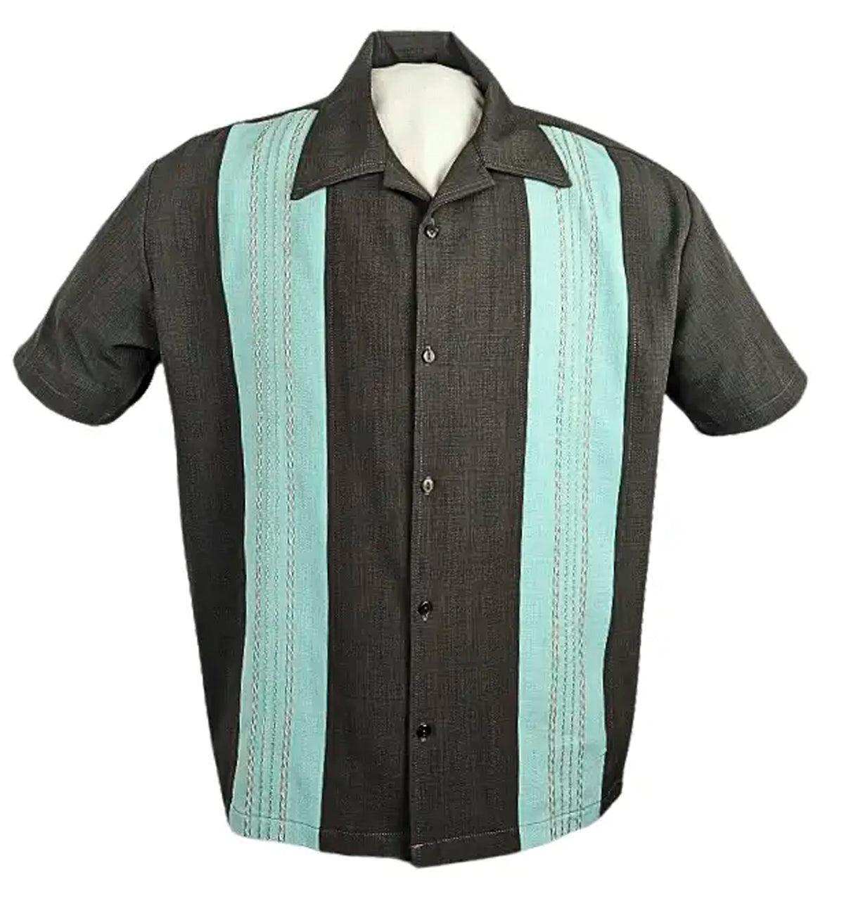 Rock Steady «THE RICARDO» Vintage Smock Stitching Double Panel BOWLINGHEMD / Shirt - Coffee