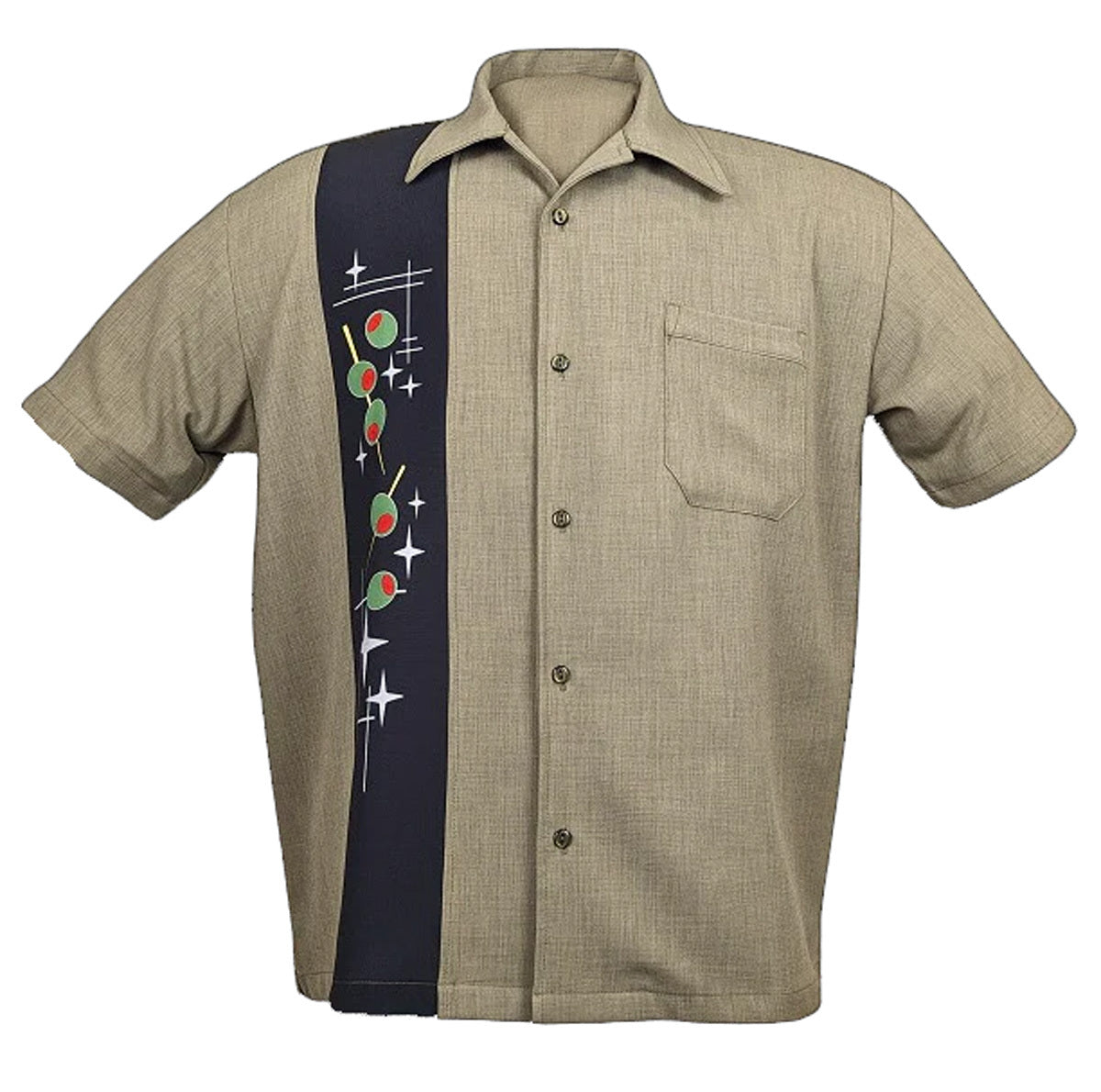 Rock_Steady_OLIVE_PICK_Retro_SINGLE_PANEL_Kurzarm_Vintage_BOWLING_HEMD_Shirt_-_KhakiamcolYMtJZwOR