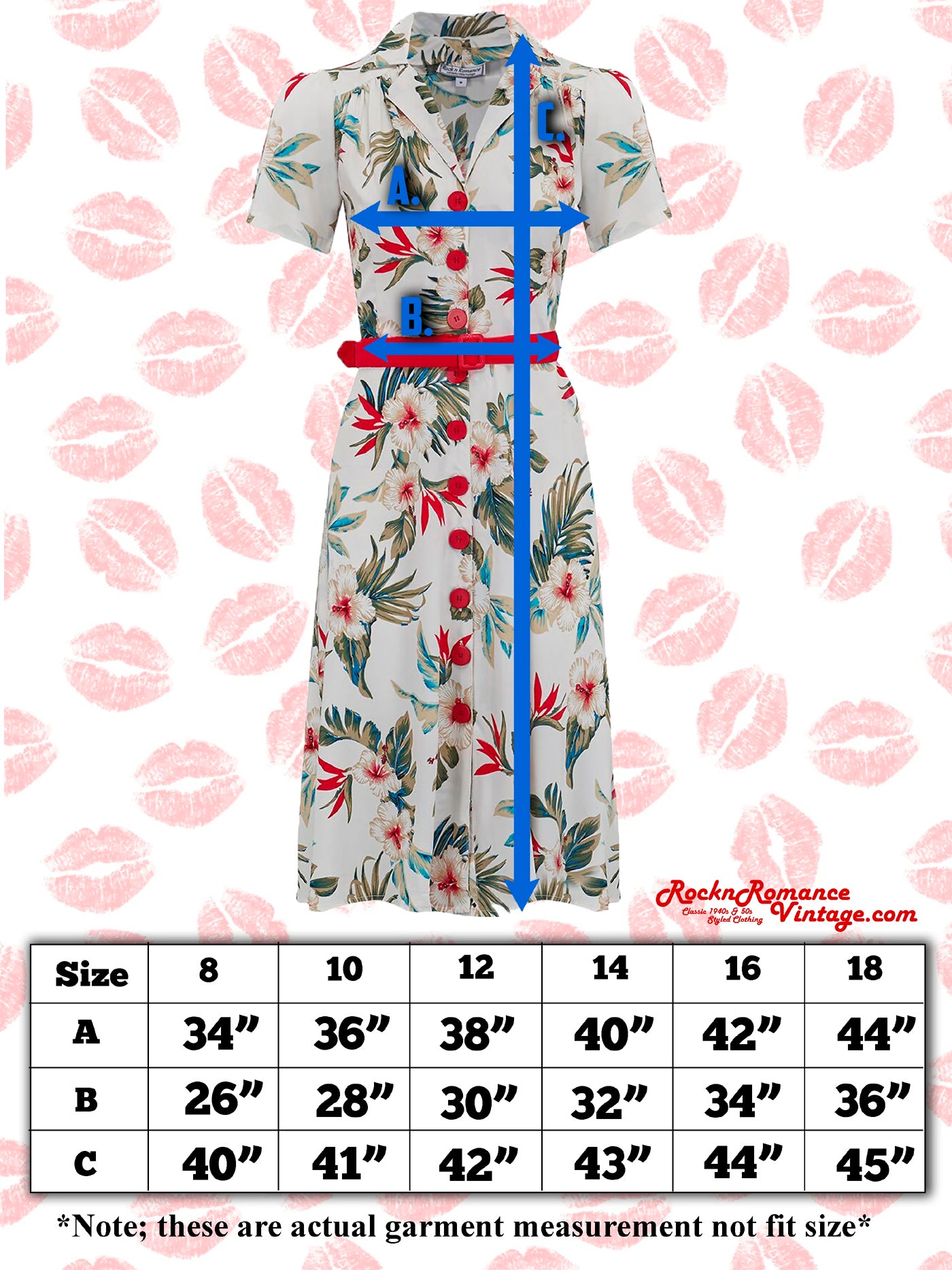 Rock n Romance «Charlene Honolulu» Shirtwaister Tropical Hibiscus Vintage 50s Dress Hemdblusenkleid